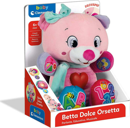 Clementoni- Betta Dolce Orsetto Peluche parlante interattivo-Gioco educativo Prima Infanzia, 6 Mesi+, 17399 Giochi e giocattoli/Giocattoli prima infanzia/Giochi musicali Sanitaria Gioia del Bimbo - Villa San Giovanni, Commerciovirtuoso.it
