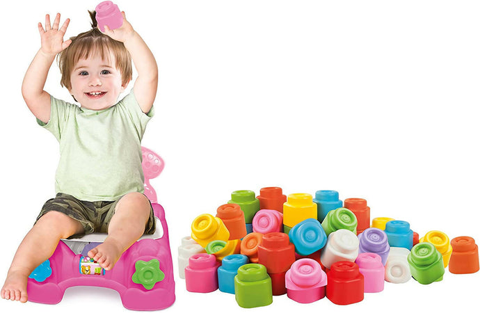 Clementoni Clemmy Poltroncina Porta Mattoncini Girl Bambina Con 10 Mattoncini Morbidi