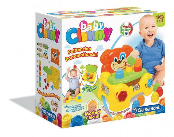 Clementoni Clemmy Poltroncina Porta Mattoncini Girl Bambina Con 10 Mattoncini Morbidi