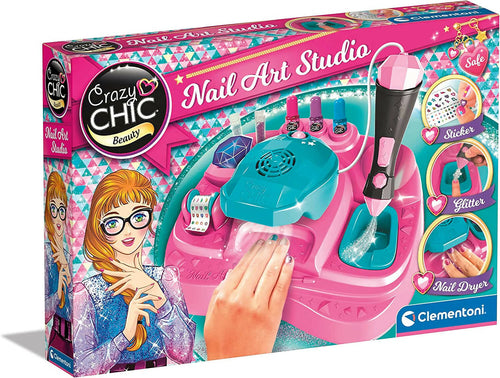 Clementoni Crazy Chic Nail Art Studio Decora Unghie per Bambine Con Penna Spara Glitter