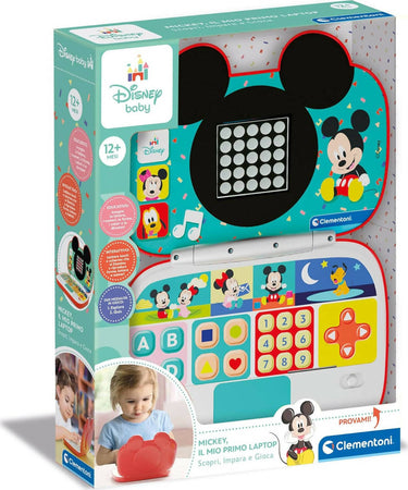 Clementoni--Disney-Baby-Mickey-Il-Mio-Primo-Laptop,-Centro-Computer-Educativo-Elettronico,-Portatile,-attività-per-Apprendimento-Lettere-&-Numeri,-Bambini-dai-9-Mesi,-Colore-Italiano,-17834