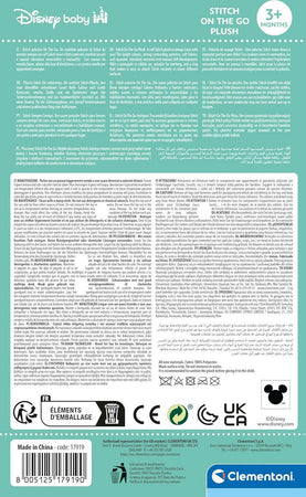 Clementoni-Disney-Baby-On-The-Go-Plush-Stitch-Angel-Soft-Rattle-Peluche-Prima-Infanzia,-Giocattolo-Prime-attività,-Pupazzo-Neonato,-Gioco-Passeggino,-Lavabile,-Multicolore,-17937