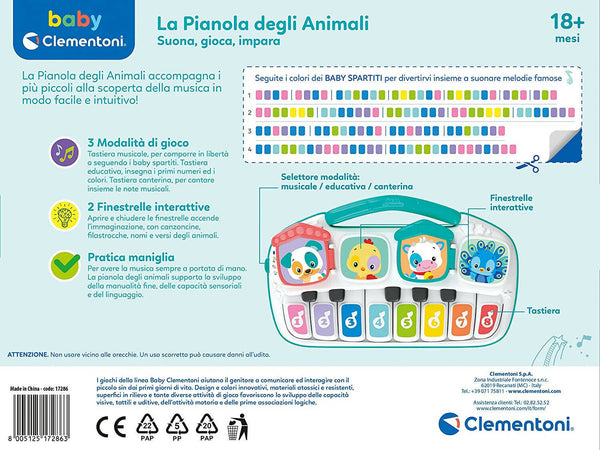 Clementoni la pianola degli animali, multicolore, 17286, divertente, colorata, educativa, musicale, insegna numeri, insegna colori Giochi e giocattoli/Giocattoli prima infanzia/Giochi musicali Sanitaria Gioia del Bimbo - Villa San Giovanni, Commerciovirtuoso.it