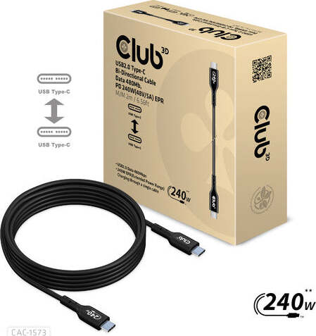 CLUB3D-USB-2.0-Type-C-Bi-Directional-Cable-Data-480Mb-Pd-240W(48V/5A)-EPR-2m