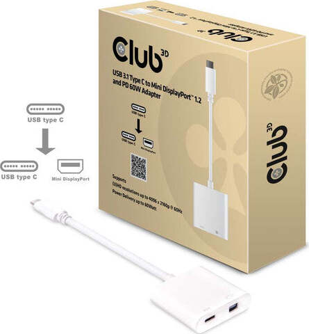 CLUB3D-USB-3.1-Type-C-to-Mini-DisplayPort-1.2-e-PD-60-W-Adapter