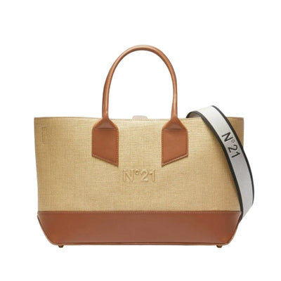 N°21 borse a tracolla donna n21 - horizontal shopper raffia - beige da donna