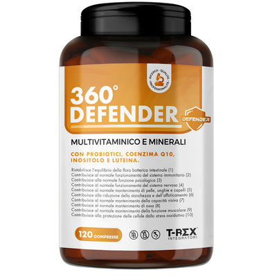 Multivitaminico Multiminerale Con Fermenti Lattici, Vitamina D, Acido Folico E Coenzima Q10 | 360° Defender Integratore Multivitaminico Completo Con 15 Vitamine E 8 Sali Minerali