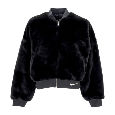 Nike Pelliccia Donna W Sportswear Reversible Faux Fur Bomber Black/coconut Milk da donna