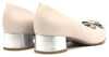 COLETTE D??collet?? beige e grigio in vera pelle tacco 30 con fiocco