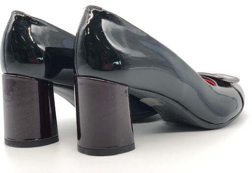 COLETTE Decollete nero e bordò in pelle vernice