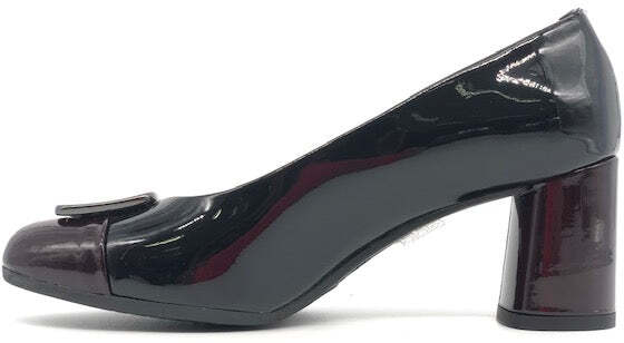 COLETTE Decollete nero e bordò in pelle vernice