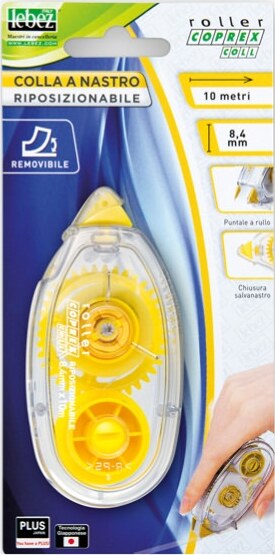 Colla a nastro removibile roller coprex - 8 4 mm x 10 mt - Lebez Cancelleria e prodotti per ufficio/Archivio ufficio e accessori per scrivania/Nastri colle elastici e graffette/Adesivi e colle/Colle Eurocartuccia - Pavullo, Commerciovirtuoso.it