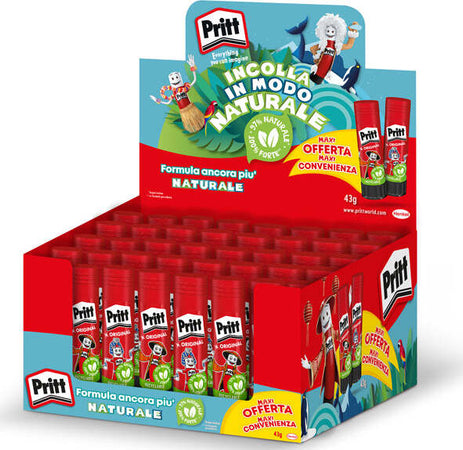 Colla stick - 43 gr - Pritt - display 40 pezzi Cancelleria e prodotti per ufficio/Archivio ufficio e accessori per scrivania/Nastri colle elastici e graffette/Adesivi e colle/Adesivi spray Eurocartuccia - Pavullo, Commerciovirtuoso.it
