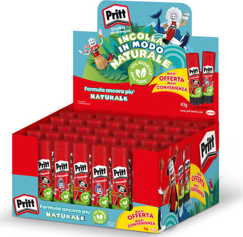 Colla stick - 43 gr - Pritt - display 40 pezzi Cancelleria e prodotti per ufficio/Archivio ufficio e accessori per scrivania/Nastri colle elastici e graffette/Adesivi e colle/Adesivi spray Eurocartuccia - Pavullo, Commerciovirtuoso.it