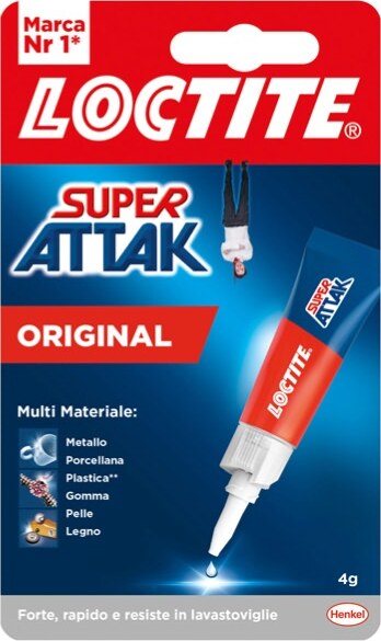 Colla Super Attak Original - 4 gr - trasparente - Loctite Cancelleria e prodotti per ufficio/Archivio ufficio e accessori per scrivania/Nastri colle elastici e graffette/Adesivi e colle/Super colla Eurocartuccia - Pavullo, Commerciovirtuoso.it