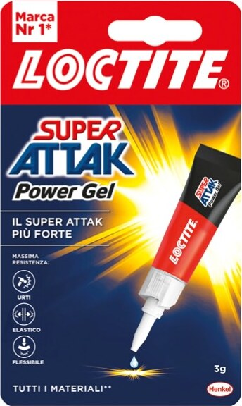 Colla Super Attak Power Gel - 3 gr - trasparente - Loctite Cancelleria e prodotti per ufficio/Archivio ufficio e accessori per scrivania/Nastri colle elastici e graffette/Adesivi e colle/Super colla Eurocartuccia - Pavullo, Commerciovirtuoso.it