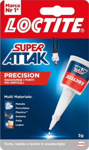 Colla Super Attak Precision - 5 gr - trasparente - Loctite Cancelleria e prodotti per ufficio/Archivio ufficio e accessori per scrivania/Nastri colle elastici e graffette/Adesivi e colle/Super colla Eurocartuccia - Pavullo, Commerciovirtuoso.it