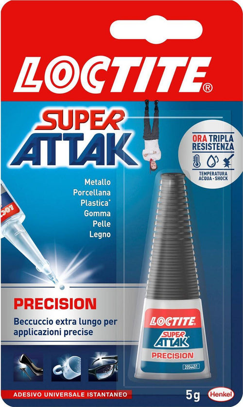 Colla super attak precision original adesivo universale 5 gr istantanio loctite Cancelleria e prodotti per ufficio/Archivio ufficio e accessori per scrivania/Nastri colle elastici e graffette/Adesivi e colle/Super colla La Zappa - Altamura, Commerciovirtuoso.it