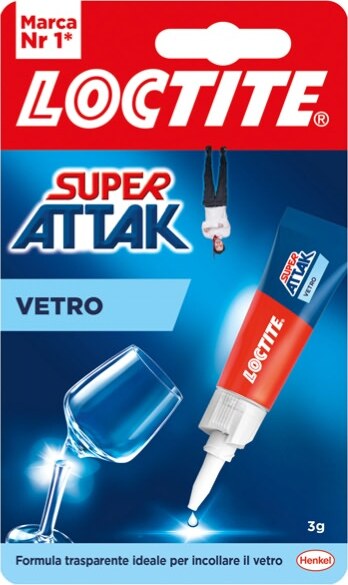 Colla Super Attak Vetro - 3 gr - trasparente - Loctite Cancelleria e prodotti per ufficio/Archivio ufficio e accessori per scrivania/Nastri colle elastici e graffette/Adesivi e colle/Super colla Eurocartuccia - Pavullo, Commerciovirtuoso.it