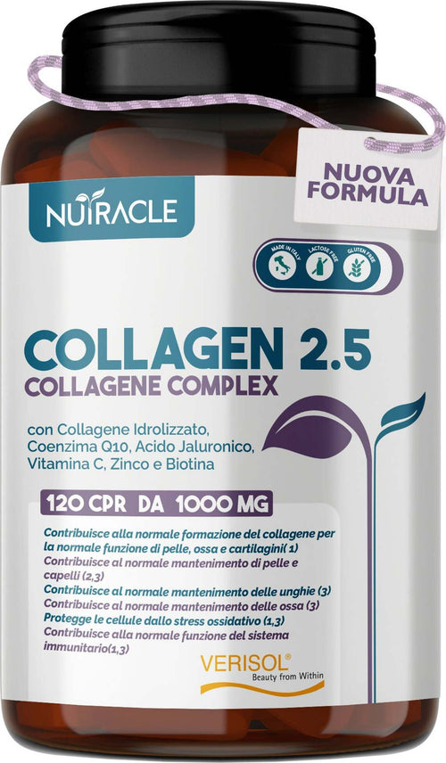 Collagene-bioactive-verisol®-2500-mg-+-acido-ialuronico-+-coenzima-q10---integratore-pelle,-capelli-e-ossa-con-biotina,-zinco-e-vitamina-c---120-compresse,-nutracle