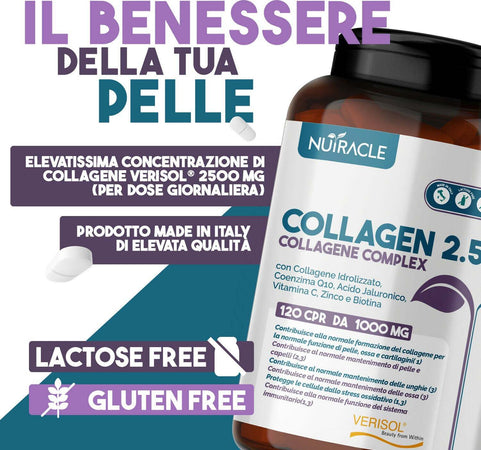 Collagene-bioactive-verisol®-2500-mg-+-acido-ialuronico-+-coenzima-q10---integratore-pelle,-capelli-e-ossa-con-biotina,-zinco-e-vitamina-c---120-compresse,-nutracle