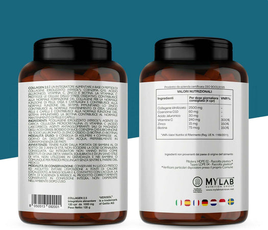 Collagene-bioactive-verisol®-2500-mg-+-acido-ialuronico-+-coenzima-q10---integratore-pelle,-capelli-e-ossa-con-biotina,-zinco-e-vitamina-c---120-compresse,-nutracle