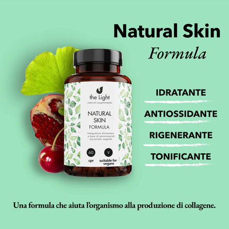 Collagene Vegano-Natural Skin Integratore Alimentare Tonificante Formula per Pelle E Articolazioni Alto Assorbimento Anti Invecchiamento Cutaneo Salute e cura della persona/Vitamine minerali e integratori/Collagene The Light Nutrition - Milano, Commerciovirtuoso.it
