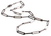 Collana a maglie rettangolari  lunghe d'argento 925