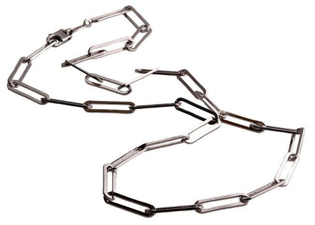 Collana a maglie rettangolari  lunghe d'argento 925