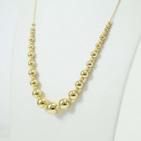 Collana collier donna in oro giallo 18 ct con sfere lucide e diamantate
