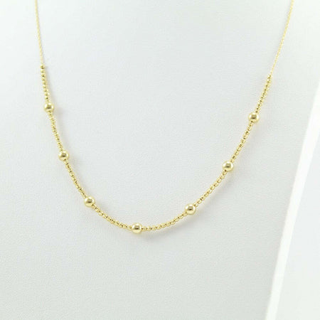 Collana collier donna in oro giallo con sfere lucide e diamantate
