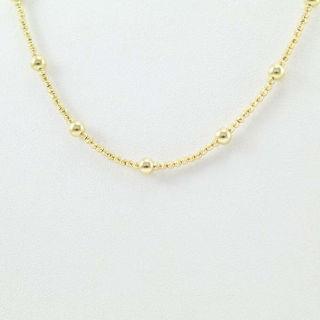 Collana collier donna in oro giallo con sfere lucide e diamantate