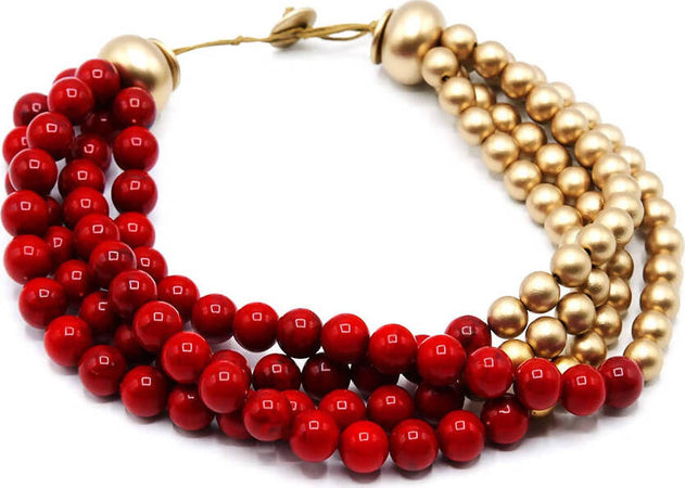 Collana Da Donna Con Perle Multifilo Collana Fashion Girocollo in Resina Nickel Free Collana Con 4 Fili Perle Bicolore Moda/Donna/Gioielli/Collane Leclaf - Napoli, Commerciovirtuoso.it