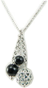 Collana argento con onice nero Su Coccu e bottone sardo