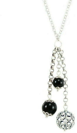 Collana argento con onice nero Su Coccu e bottone sardo