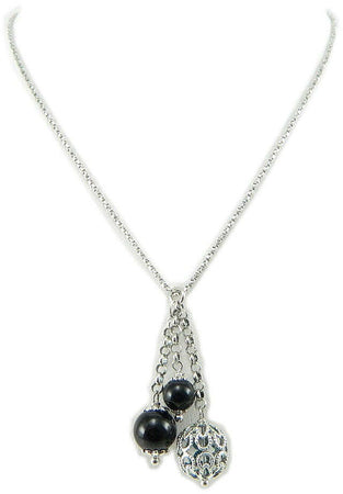 Collana argento con onice nero Su Coccu e bottone sardo