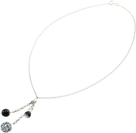 Collana argento con onice nero Su Coccu e bottone sardo