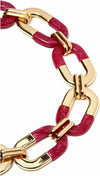 Collana Donna Catena Oro e Fucsia Maxi Collana Fashion Estiva Anelli Intrecciati Maglia Ovale Metallo e Acrilico Bijou 50cm Estate Collana You Store - Messina, Commerciovirtuoso.it
