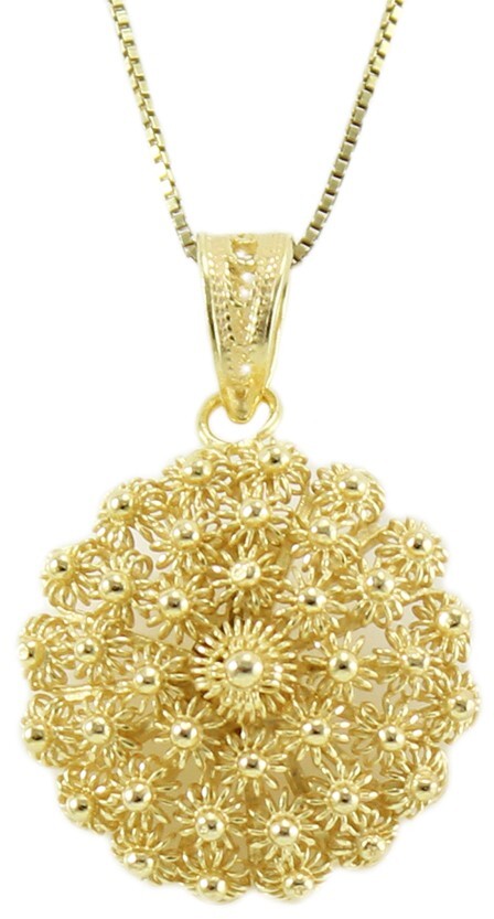 Collana con ciondolo pendente filigrana sarda in argento dorato