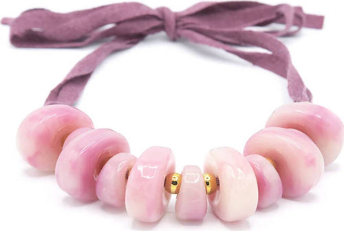 Collana Donna Con Pietre Collana Fashion in Resina E Zamak Collana Regolabile Con Pietre E Perle Dorate Nickel Free Nastro Doppio in Tessuto Moda/Donna/Gioielli/Collane Leclaf - Napoli, Commerciovirtuoso.it