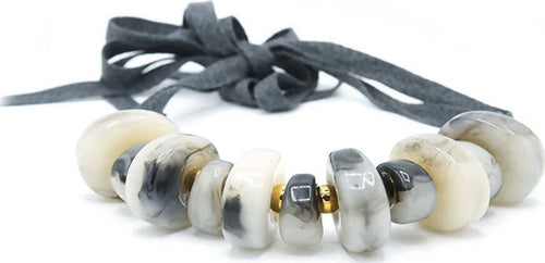 Collana Donna Con Pietre Collana Fashion in Resina E Zamak Collana Regolabile Con Pietre E Perle Dorate Nickel Free Nastro Doppio in Tessuto Moda/Donna/Gioielli/Collane Leclaf - Napoli, Commerciovirtuoso.it