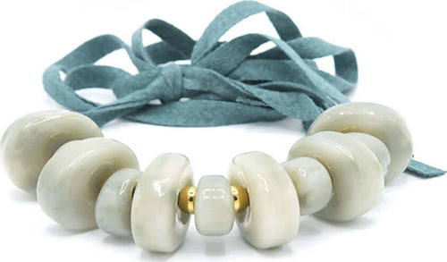 Collana Donna Con Pietre Collana Fashion in Resina E Zamak Collana Regolabile Con Pietre E Perle Dorate Nickel Free Nastro Doppio in Tessuto Moda/Donna/Gioielli/Collane Leclaf - Napoli, Commerciovirtuoso.it