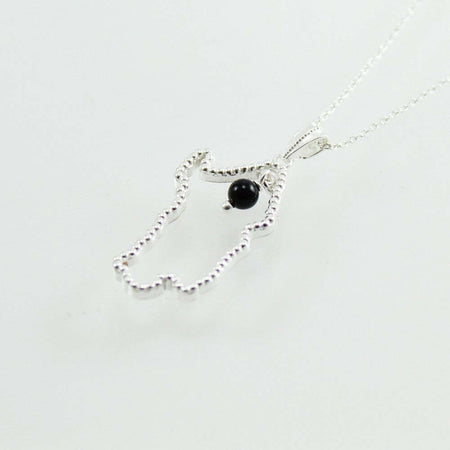 Collana donna argento con Sardegna traforata e pendente Su Coccu onice