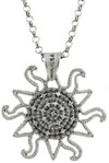 Collana filigrana sarda in argento brunito con pendente corbula sole con zirconi