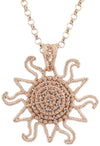 Collana filigrana sarda in argento rosa con pendente corbula sole con zirconi