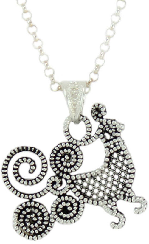 Collana Sarda Donna in Argento Brunito con Pendente Pavoncella in Filigrana – Artigianato Sardegna