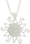 Collana filigrana sarda in argento con ciondolo pendente corbula sole