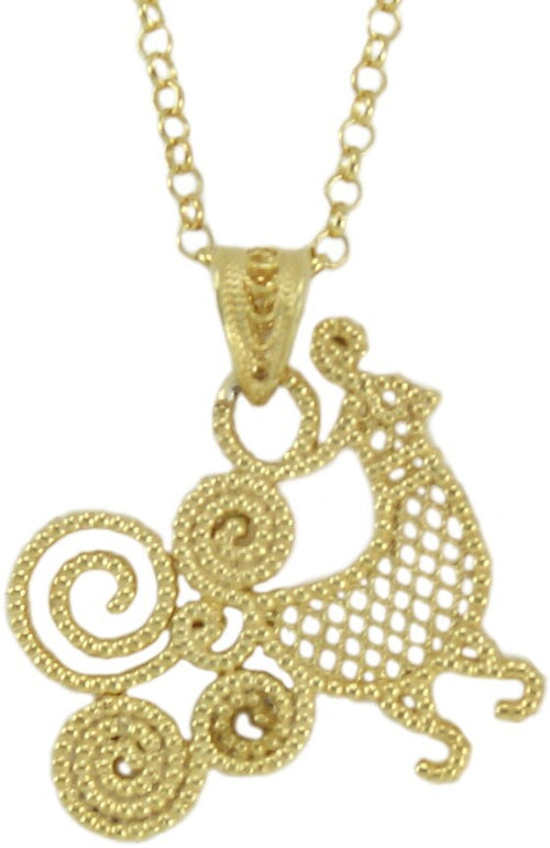 Collana Sarda Donna in Argento Dorato con Pendente Pavoncella in Filigrana – Artigianato Sardegna
