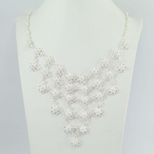 Collana donna filigrana sarda in argento nido d'ape a fiore