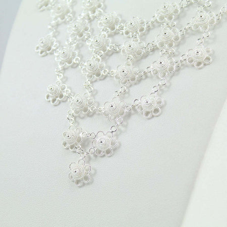 Collana donna filigrana sarda in argento nido d'ape a fiore